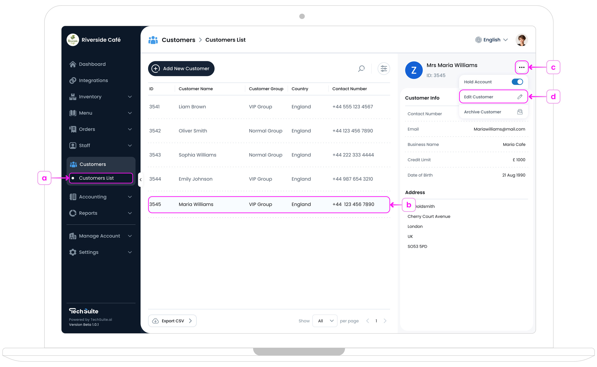 Customer List Edit Overview