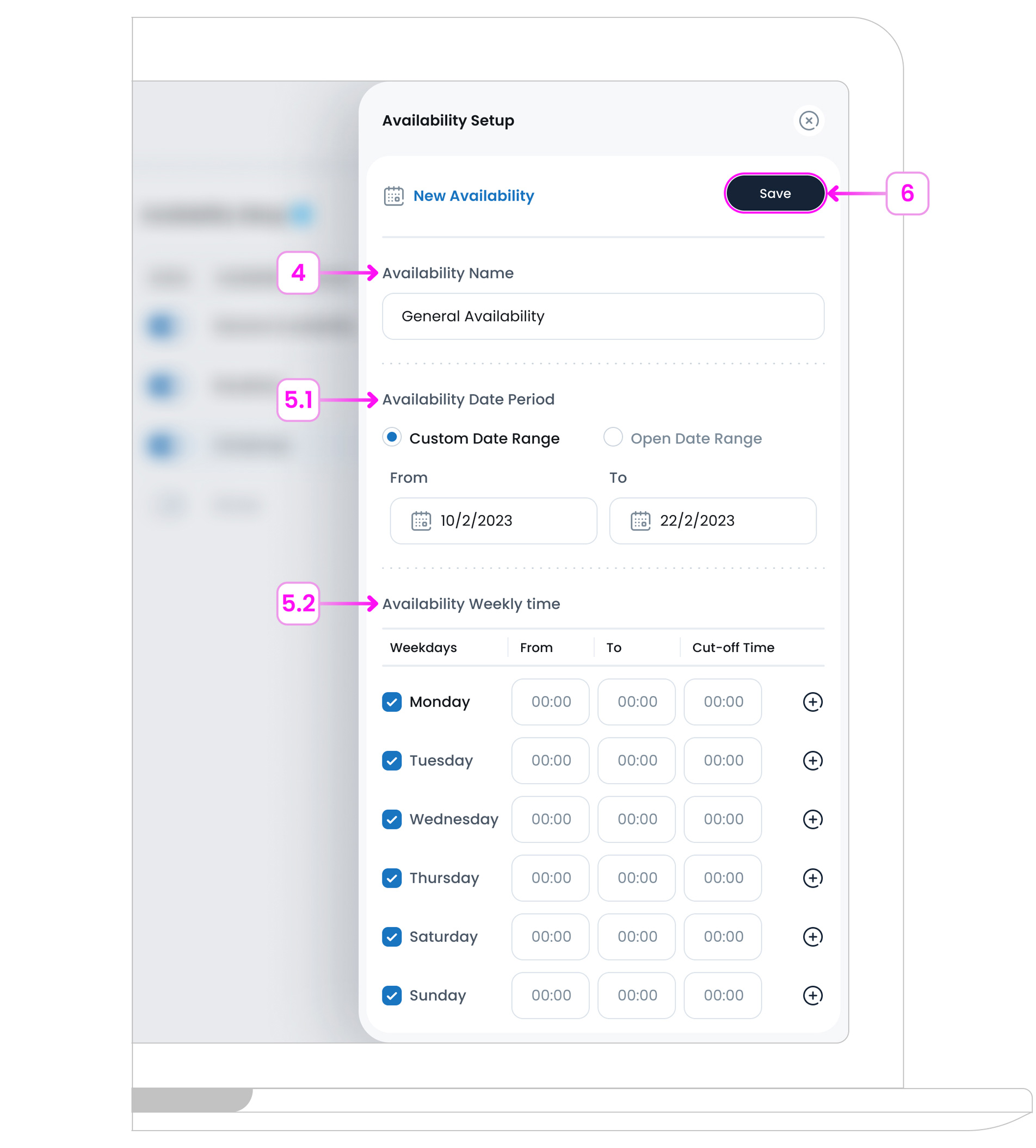 Set Availability Modal