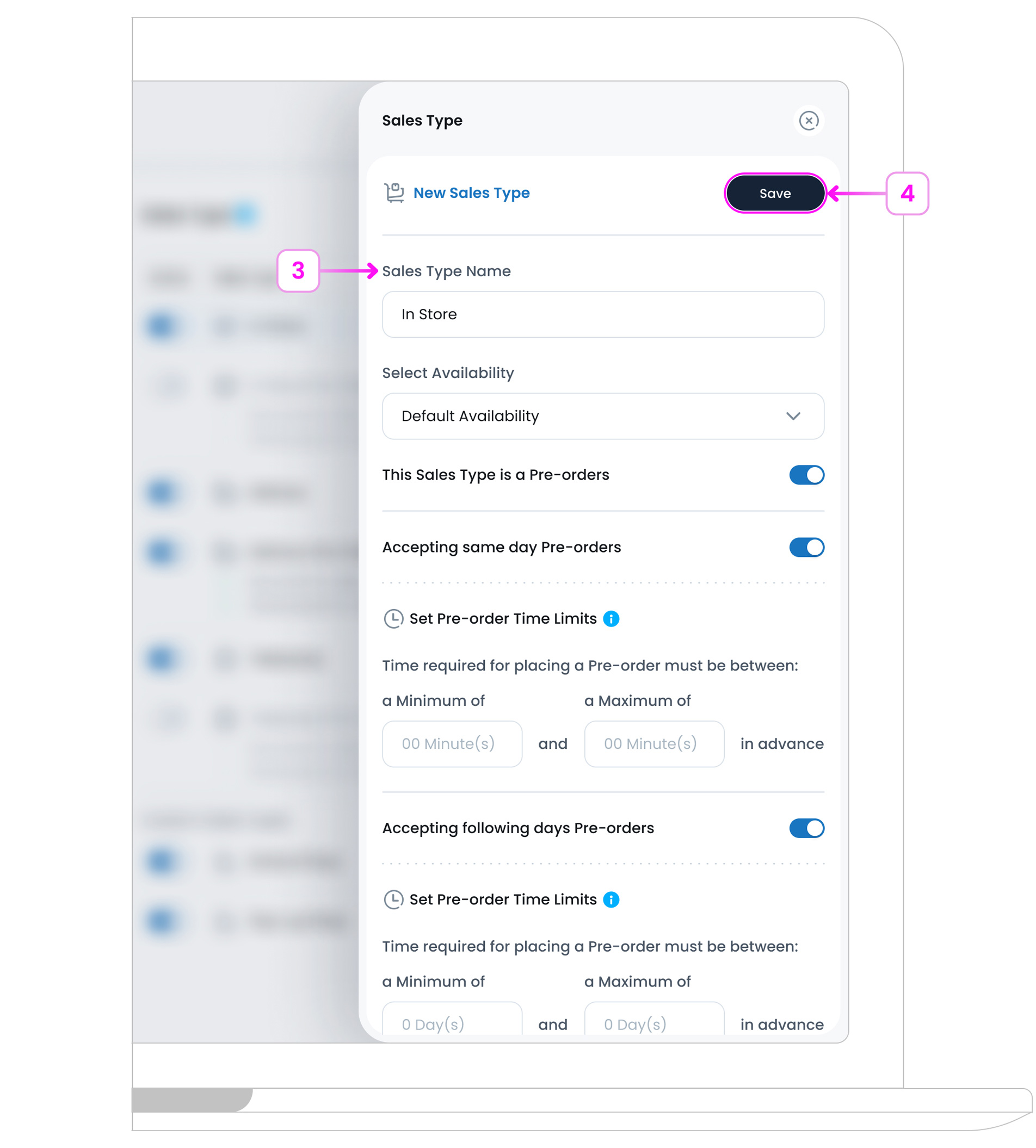 Set Sales Type Modal