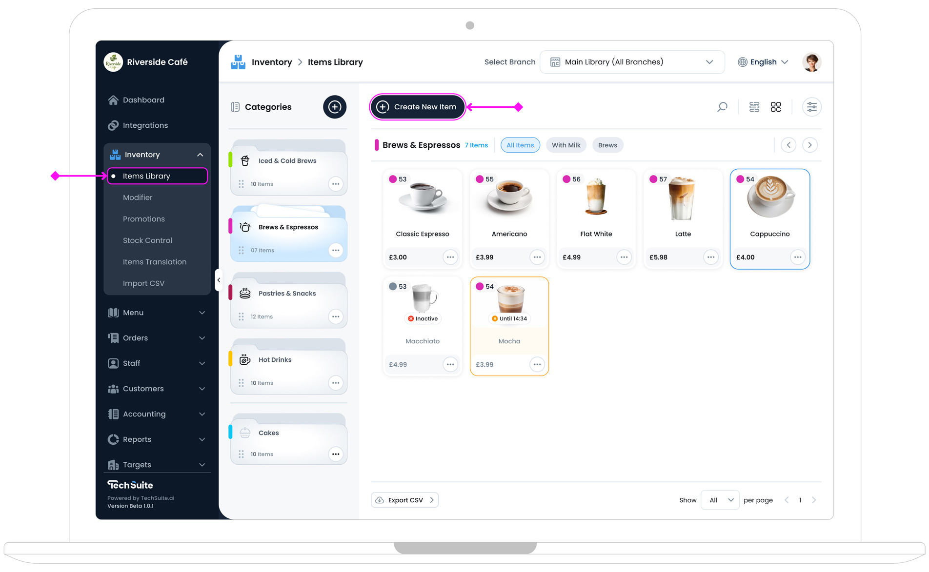 Access New Item Page