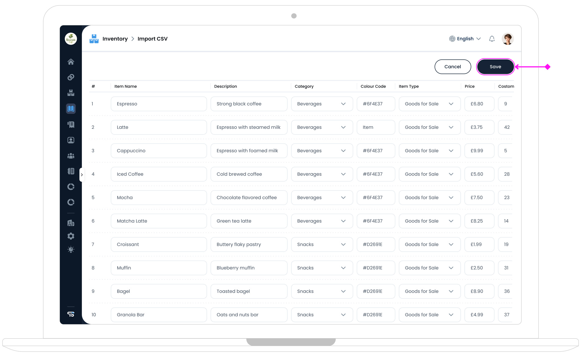 Imported CSV