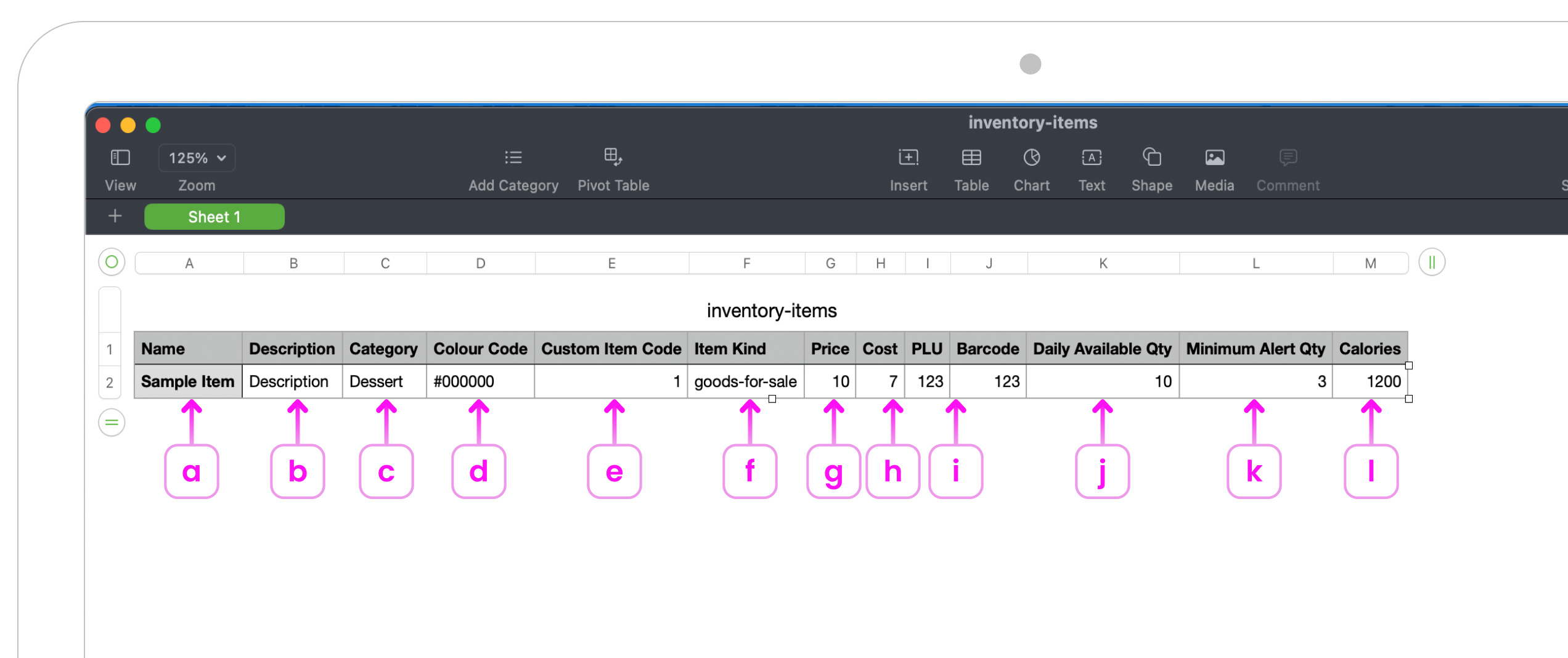 Fill in Item Details