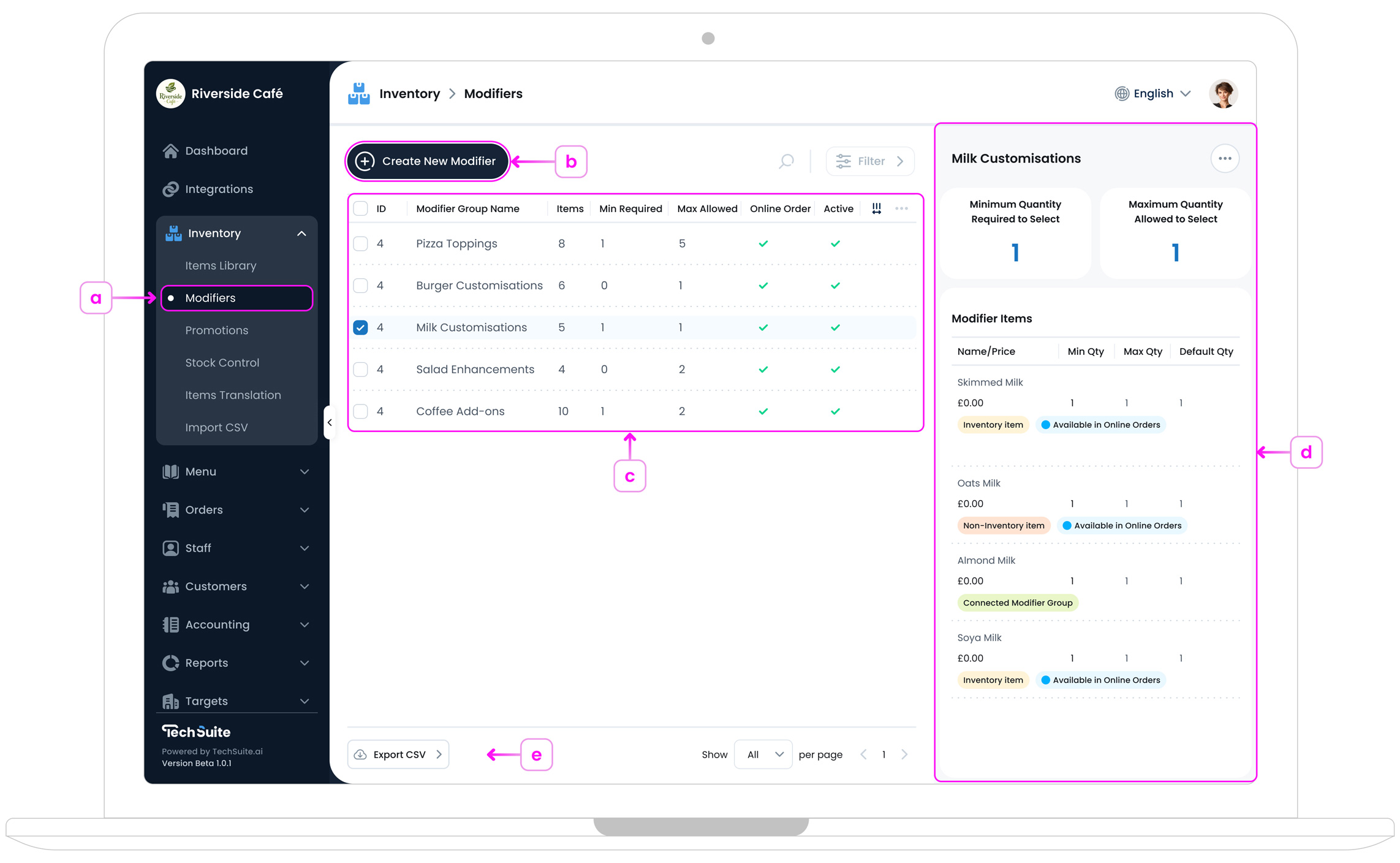 Modifier Page Overview
