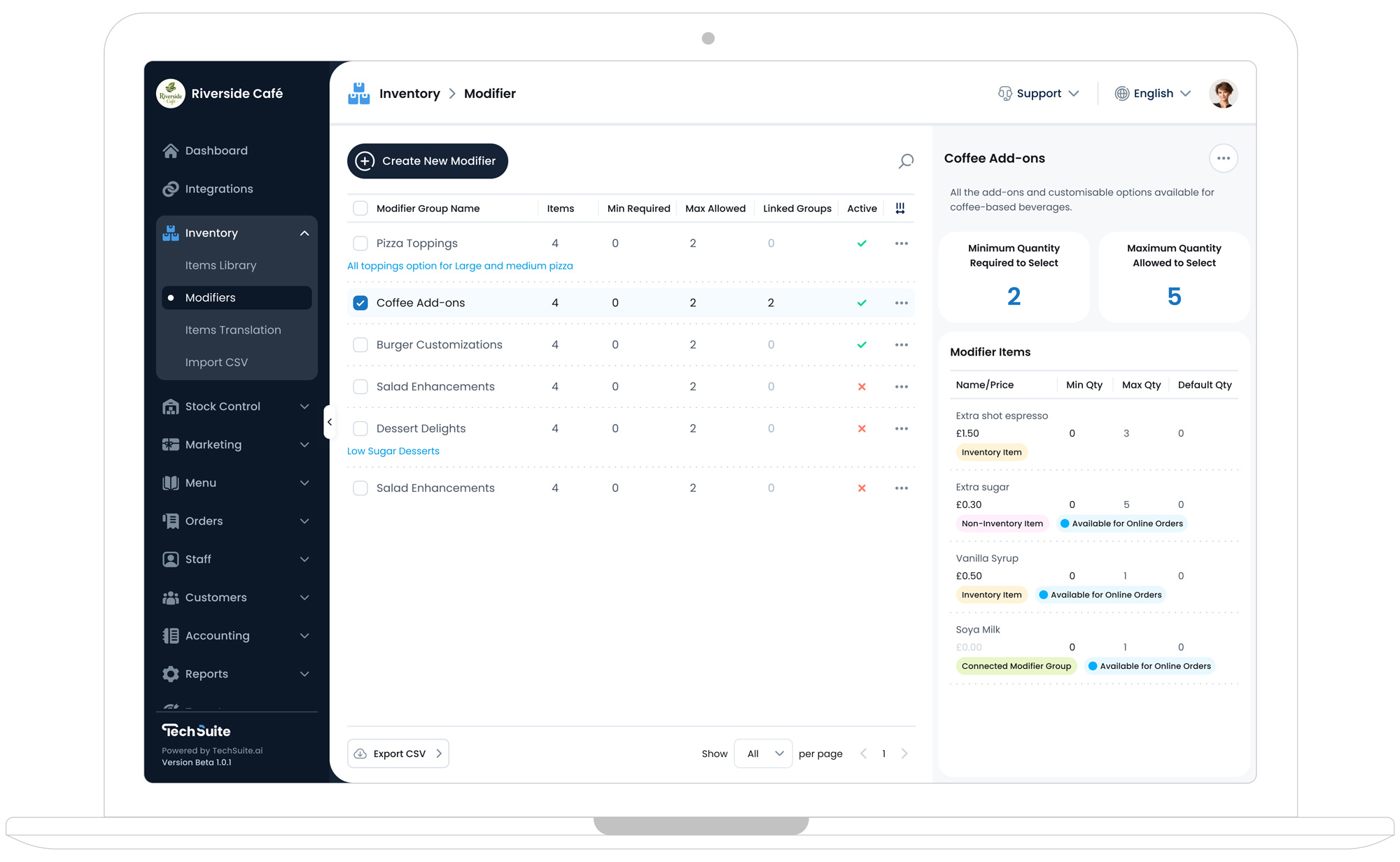 Access New Modifier Page