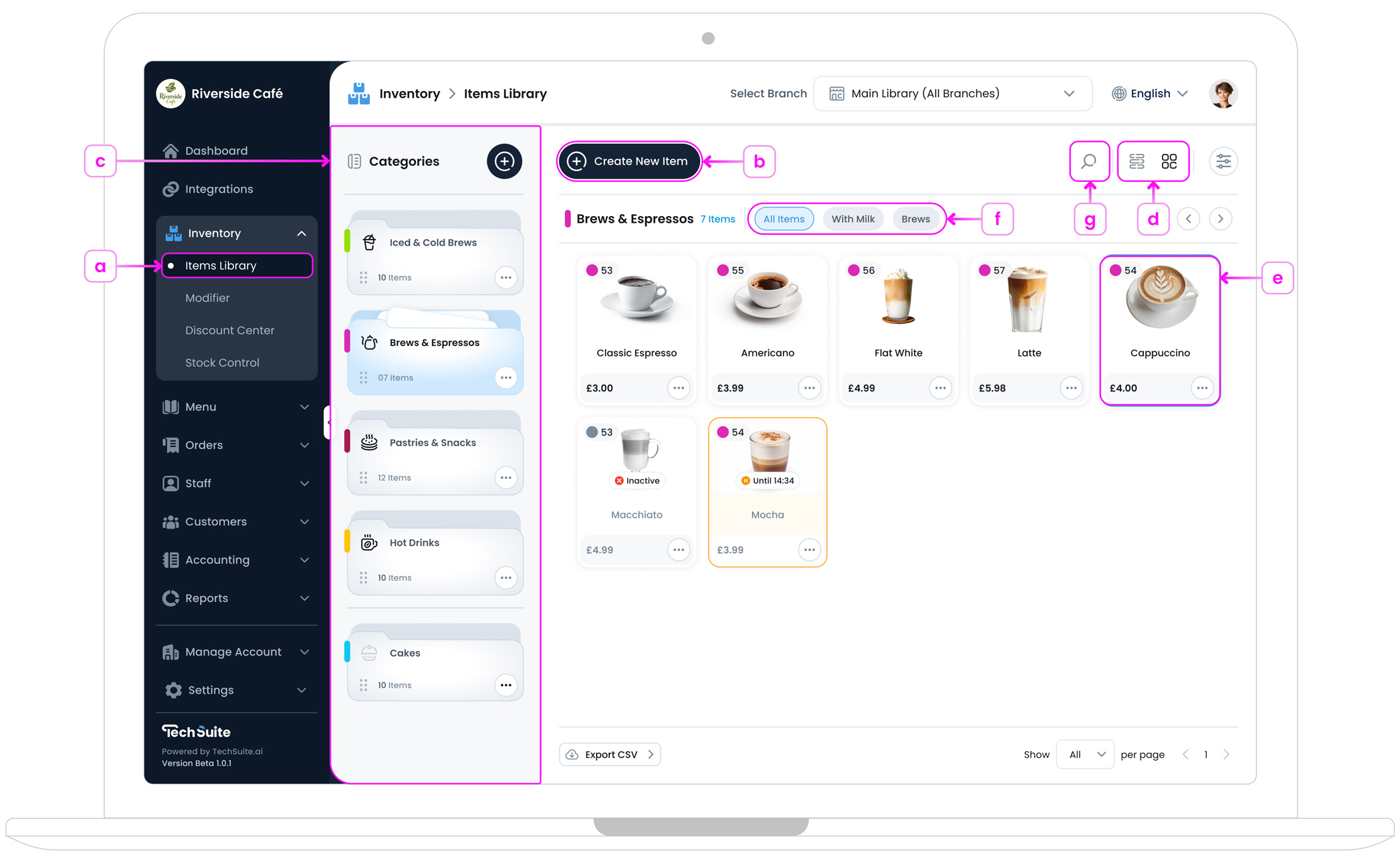 Item Library Page Overview