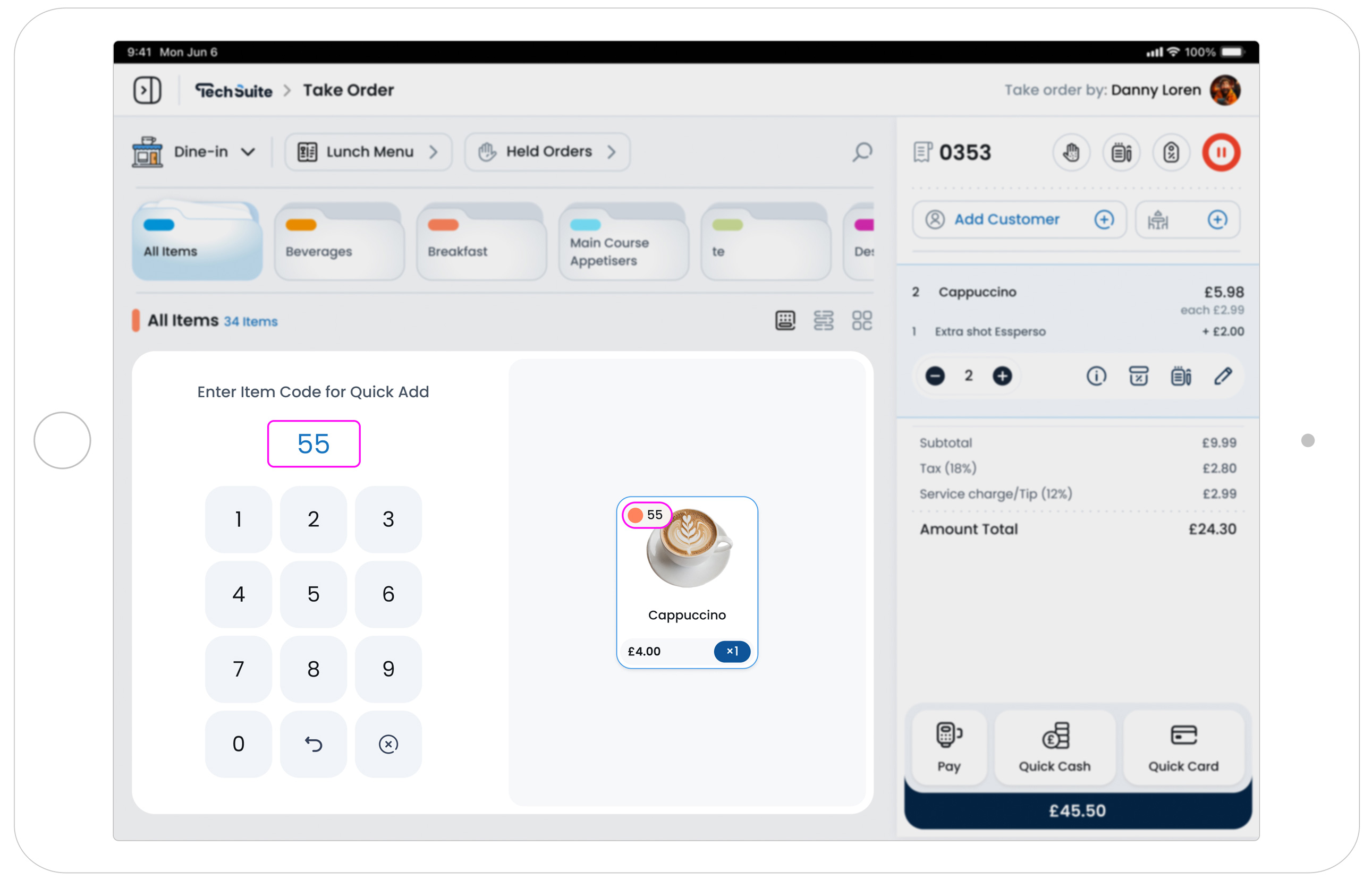 Search item by barcode or number in POS
