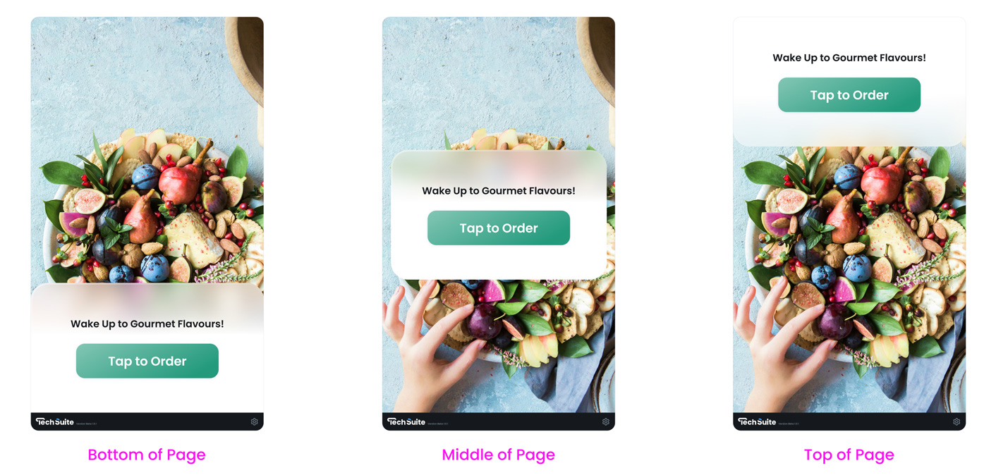 Button position options for the Tap to Order button