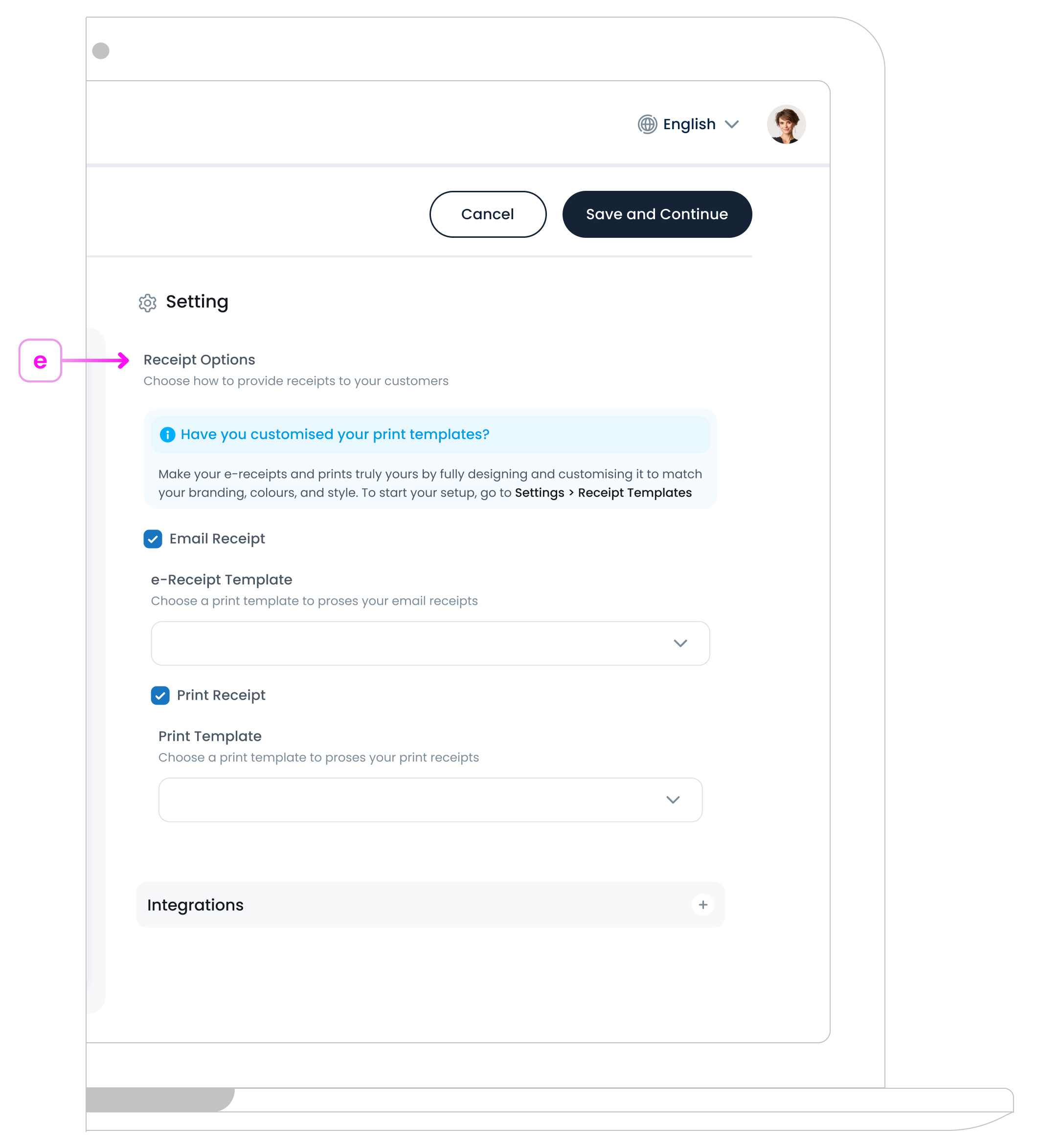 Kiosk Receipt Options