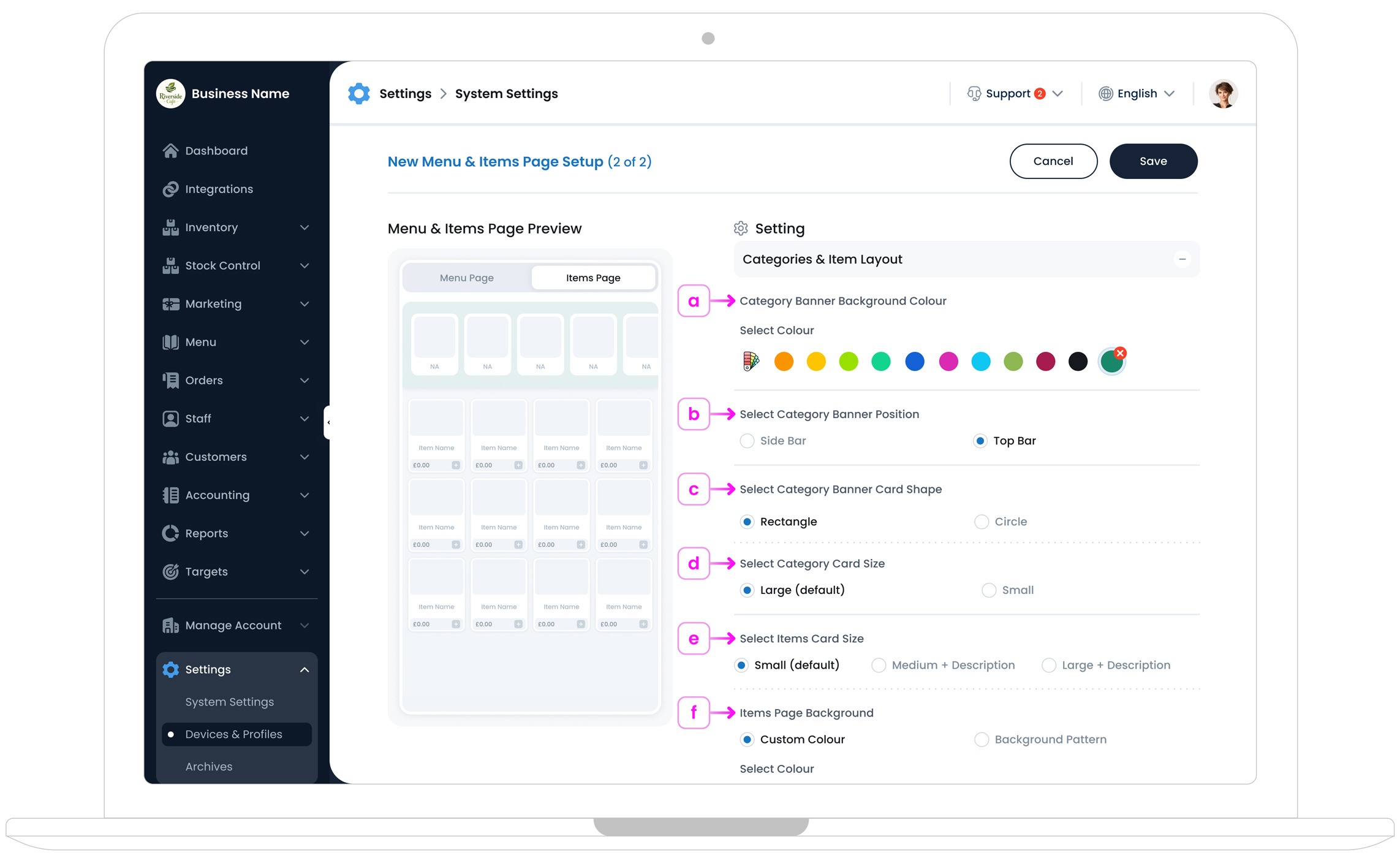 Kiosk Categories &amp Item Layout&nbspOverview