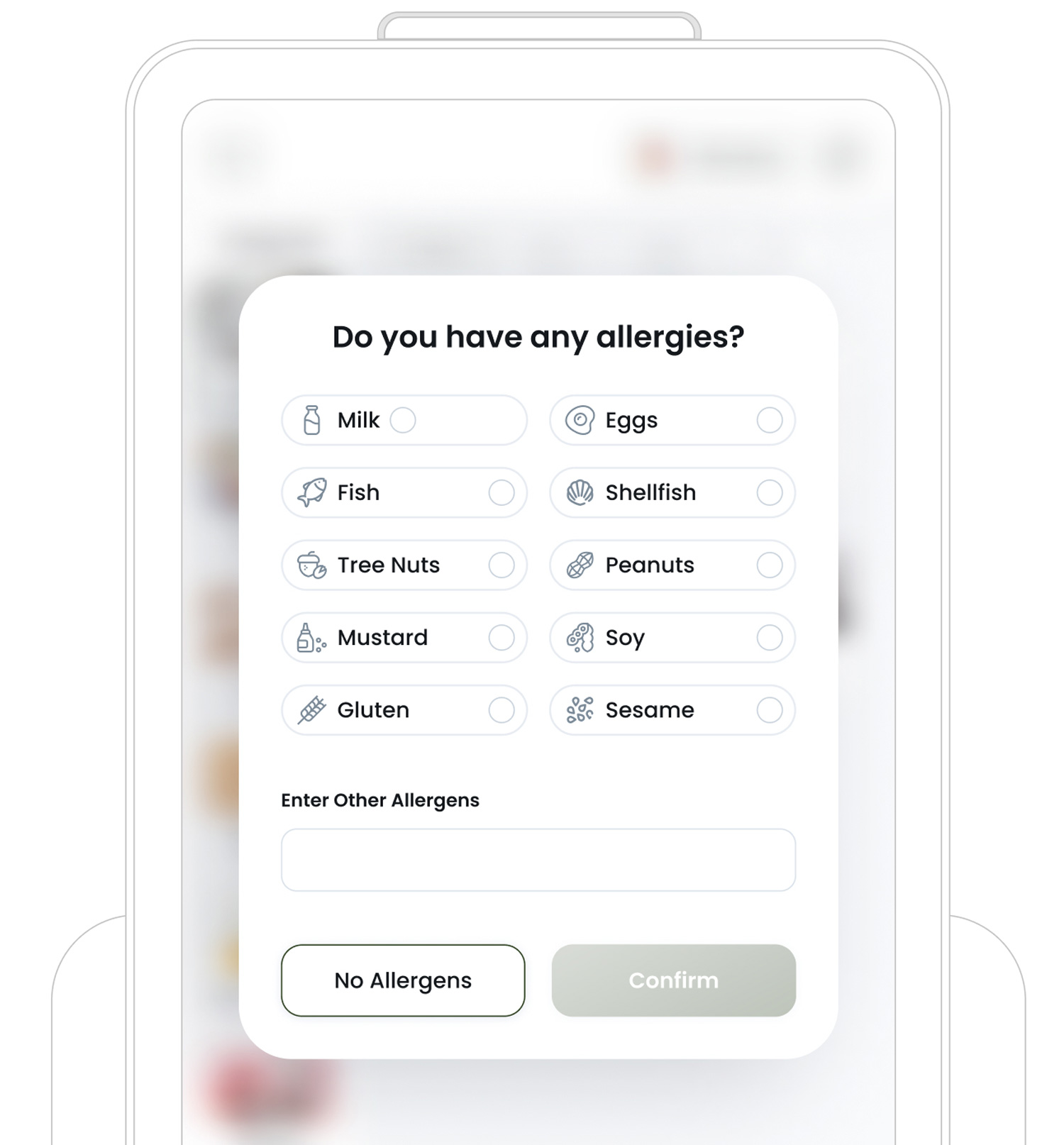Allergen Check Popup