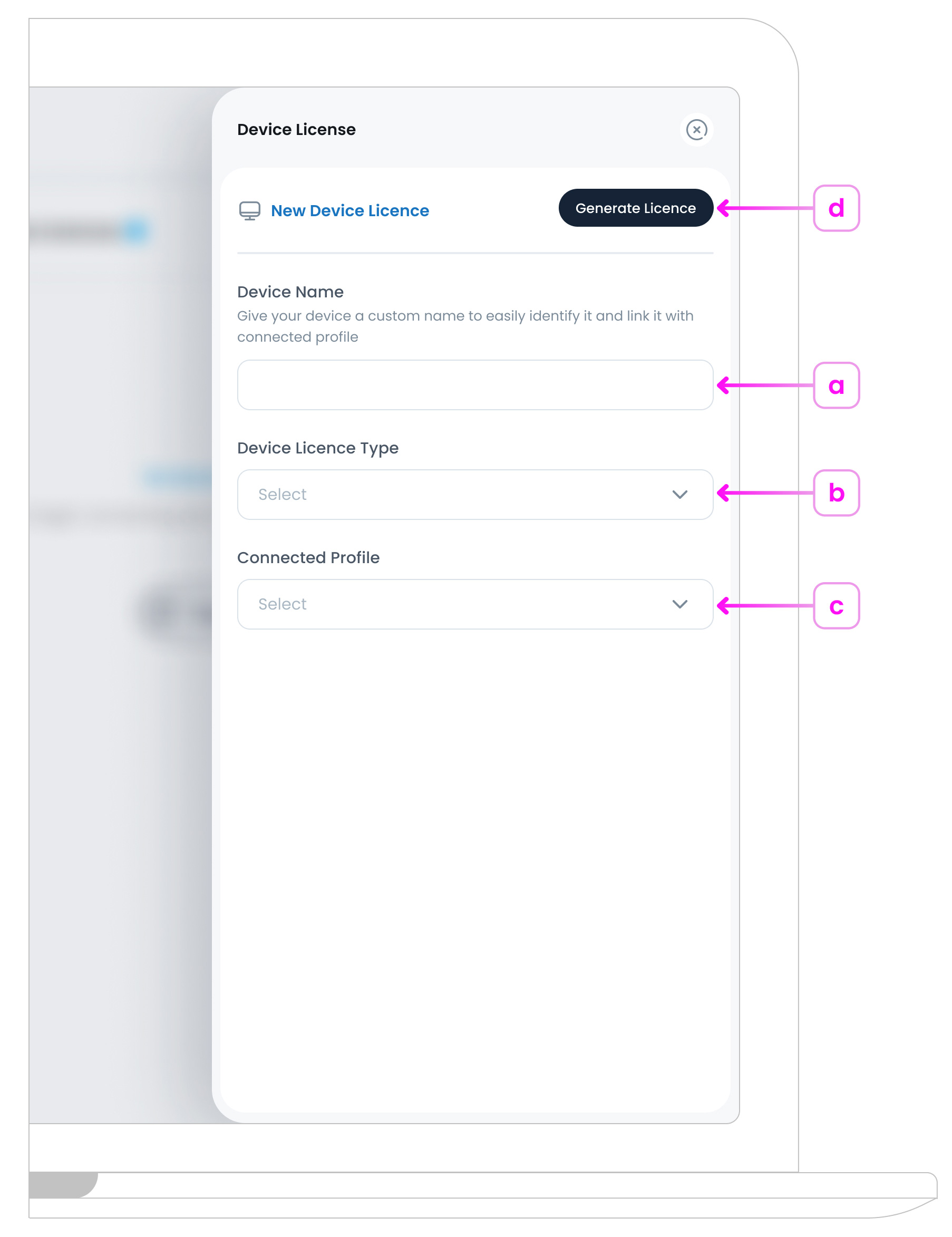 New Device Licence Modal