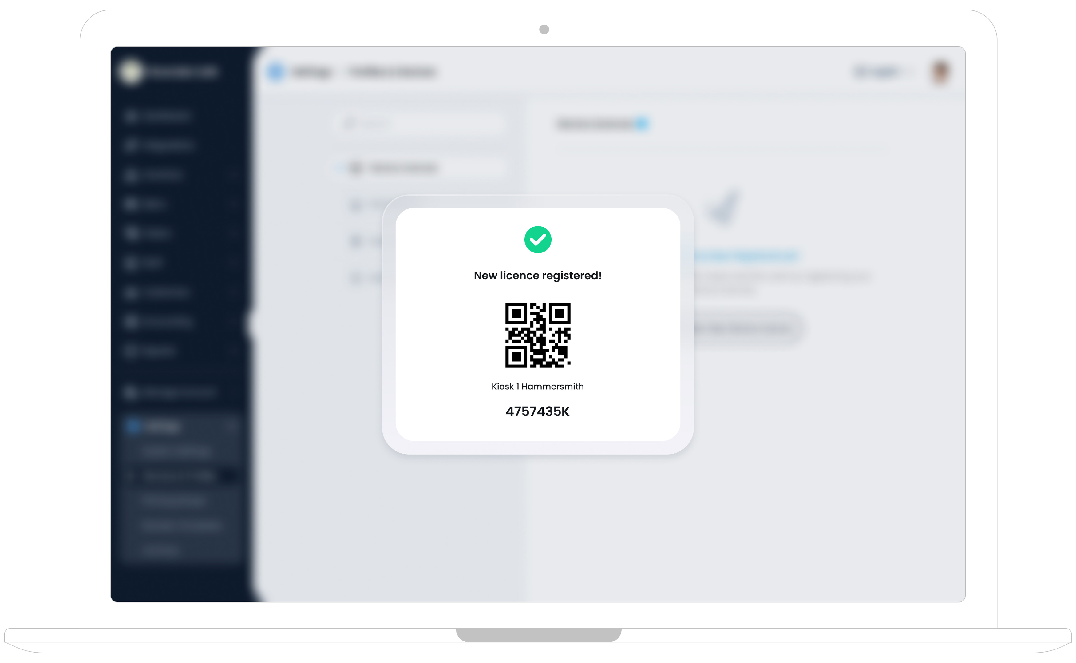 Licence Generated with QR Code