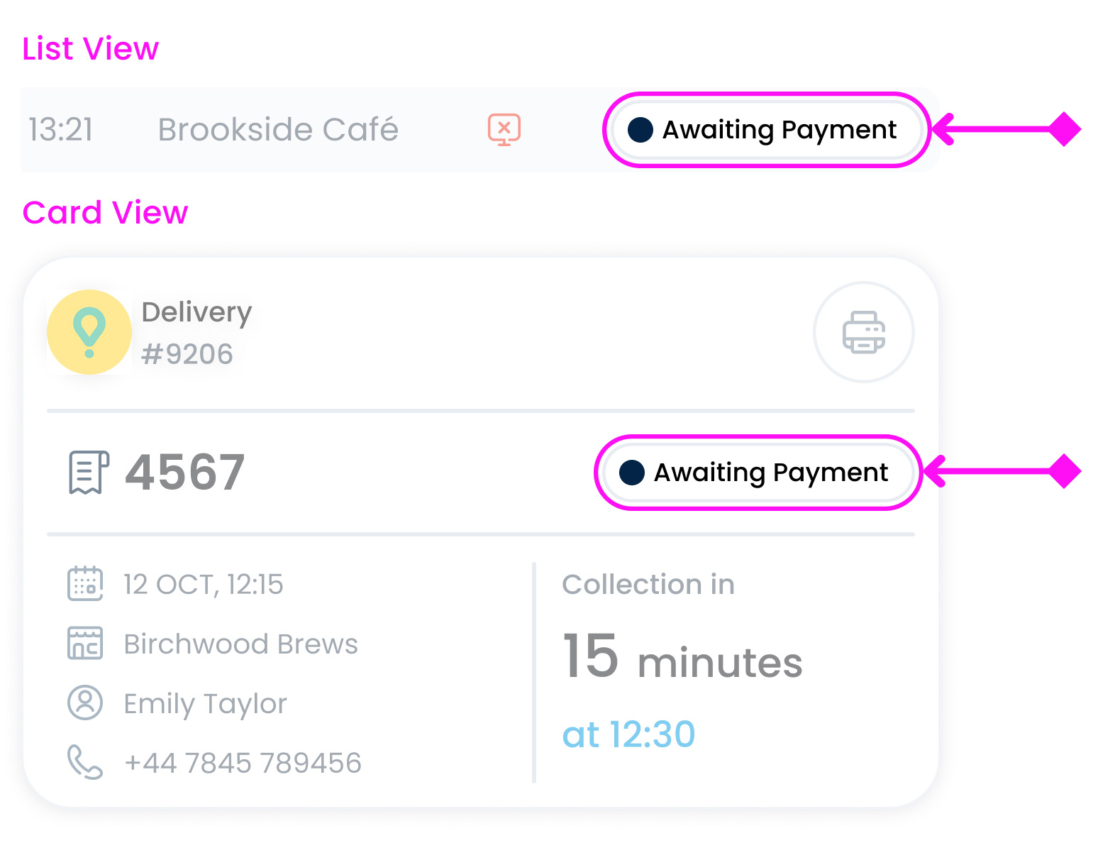 Order Tag Awaiting Payment