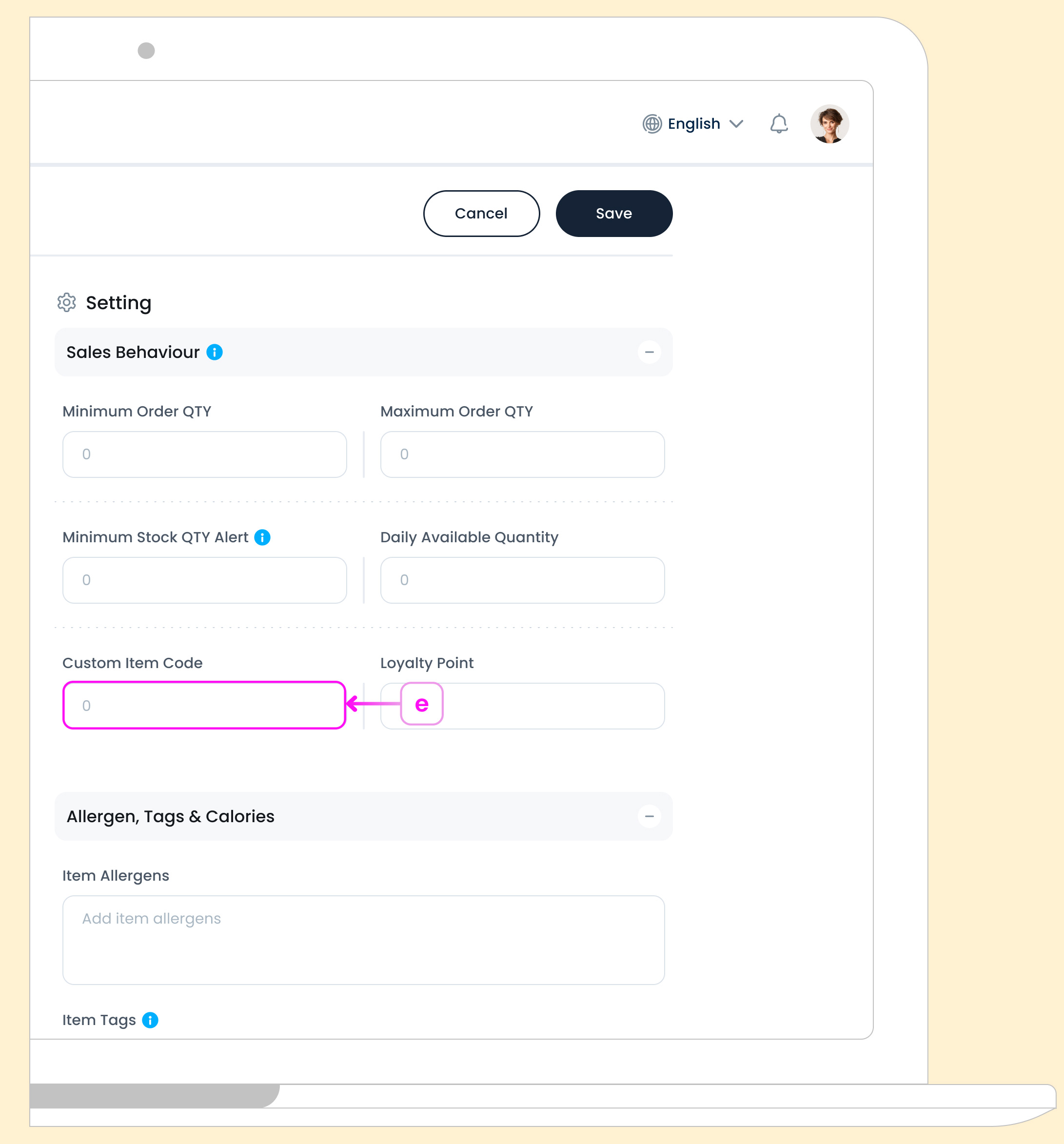 Custom Item Code in Sales Behaviour