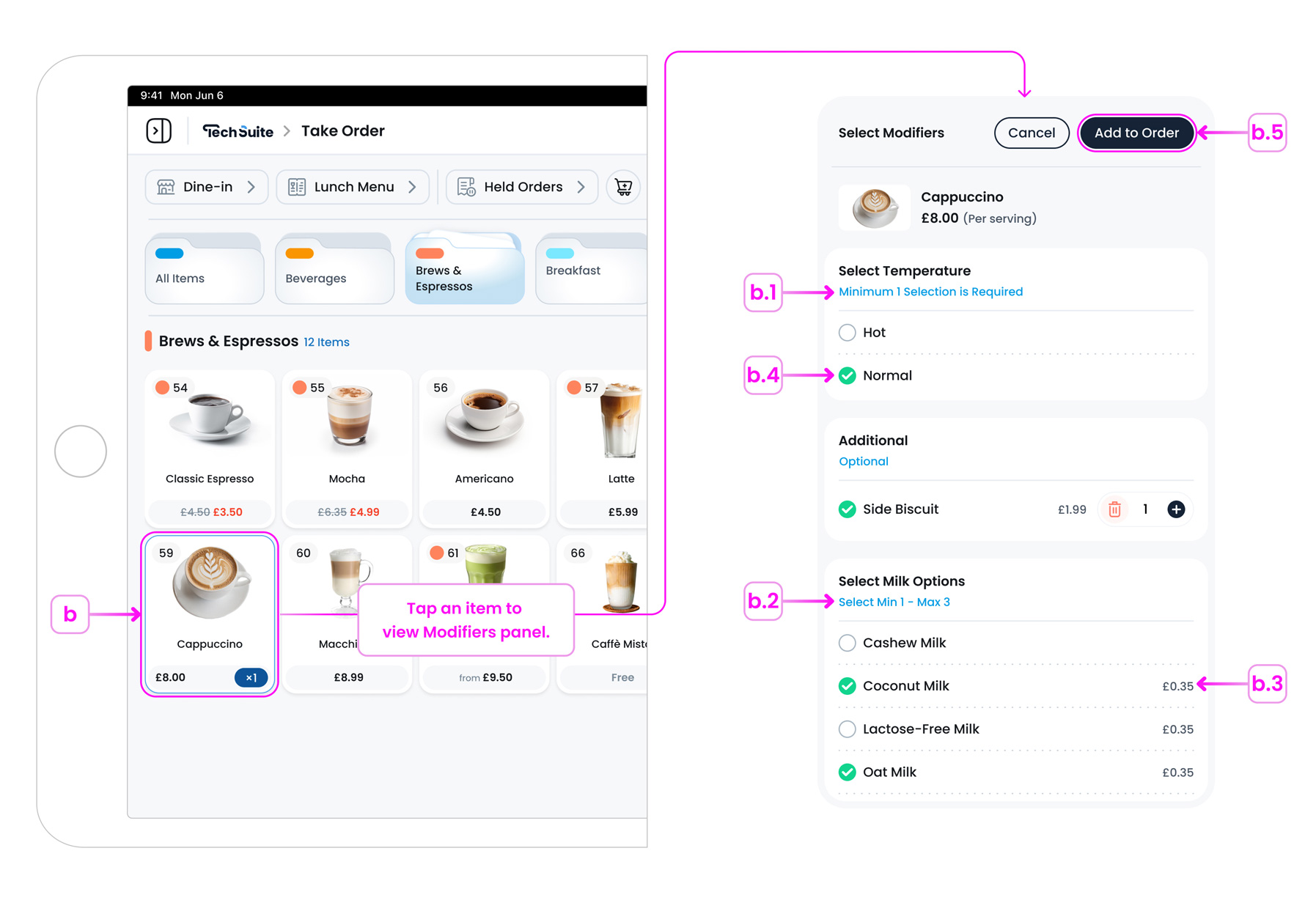 Modifier Selection Popup