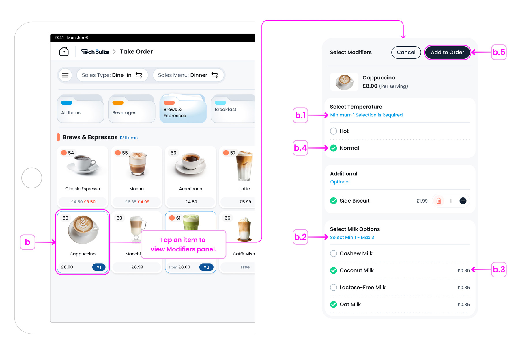 Modifier Selection Popup