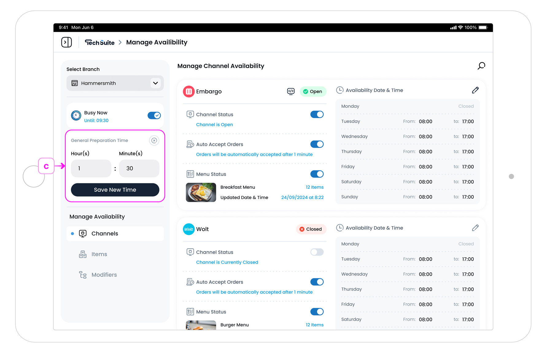General Preparation Time Settings