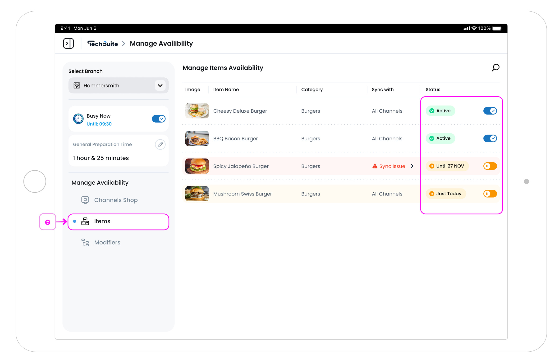 Item Availability Toggles