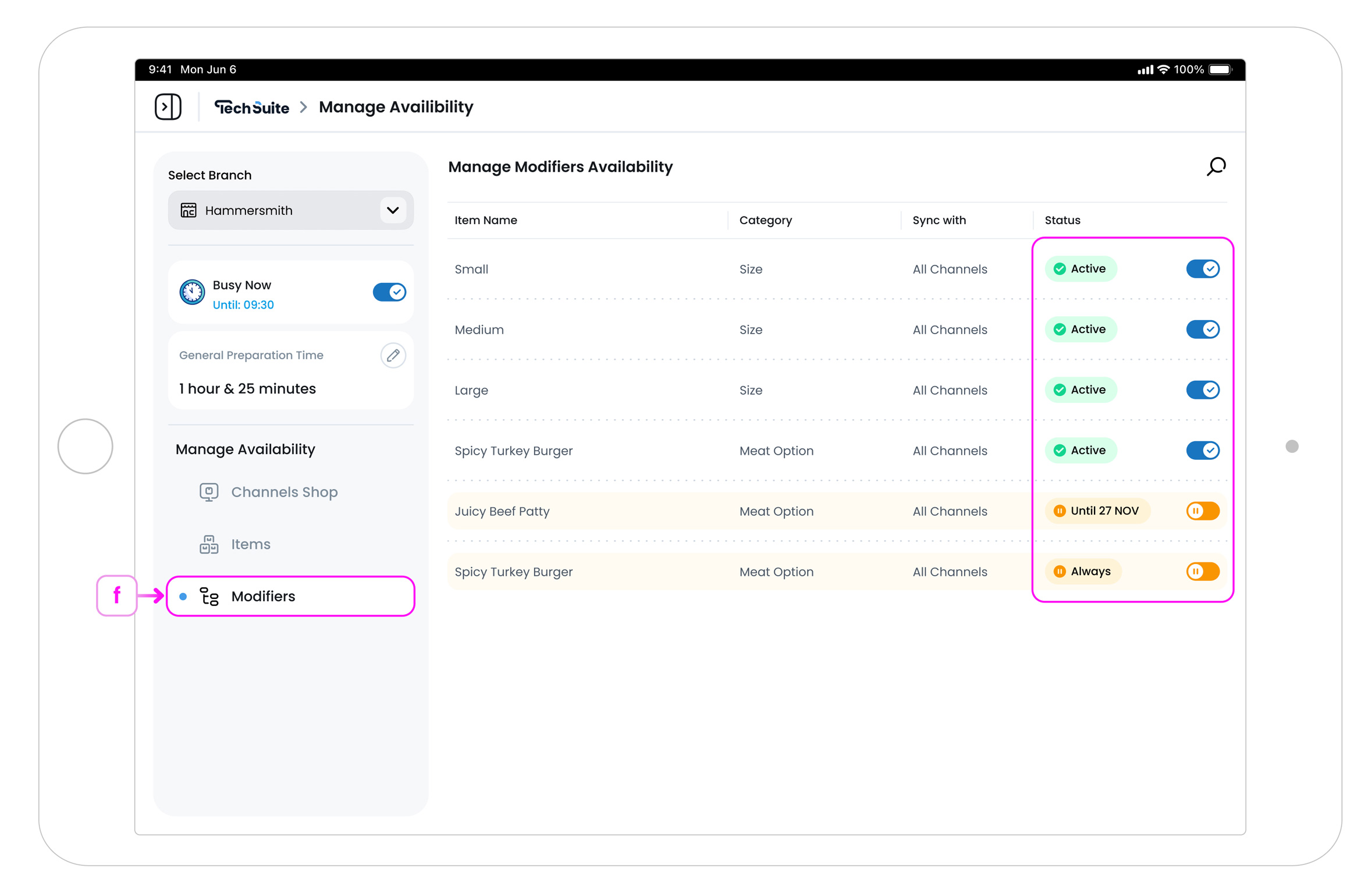 Modifier Availability Controls
