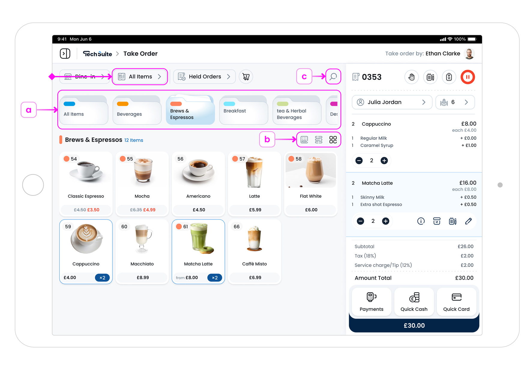 Categories from Selected Menu