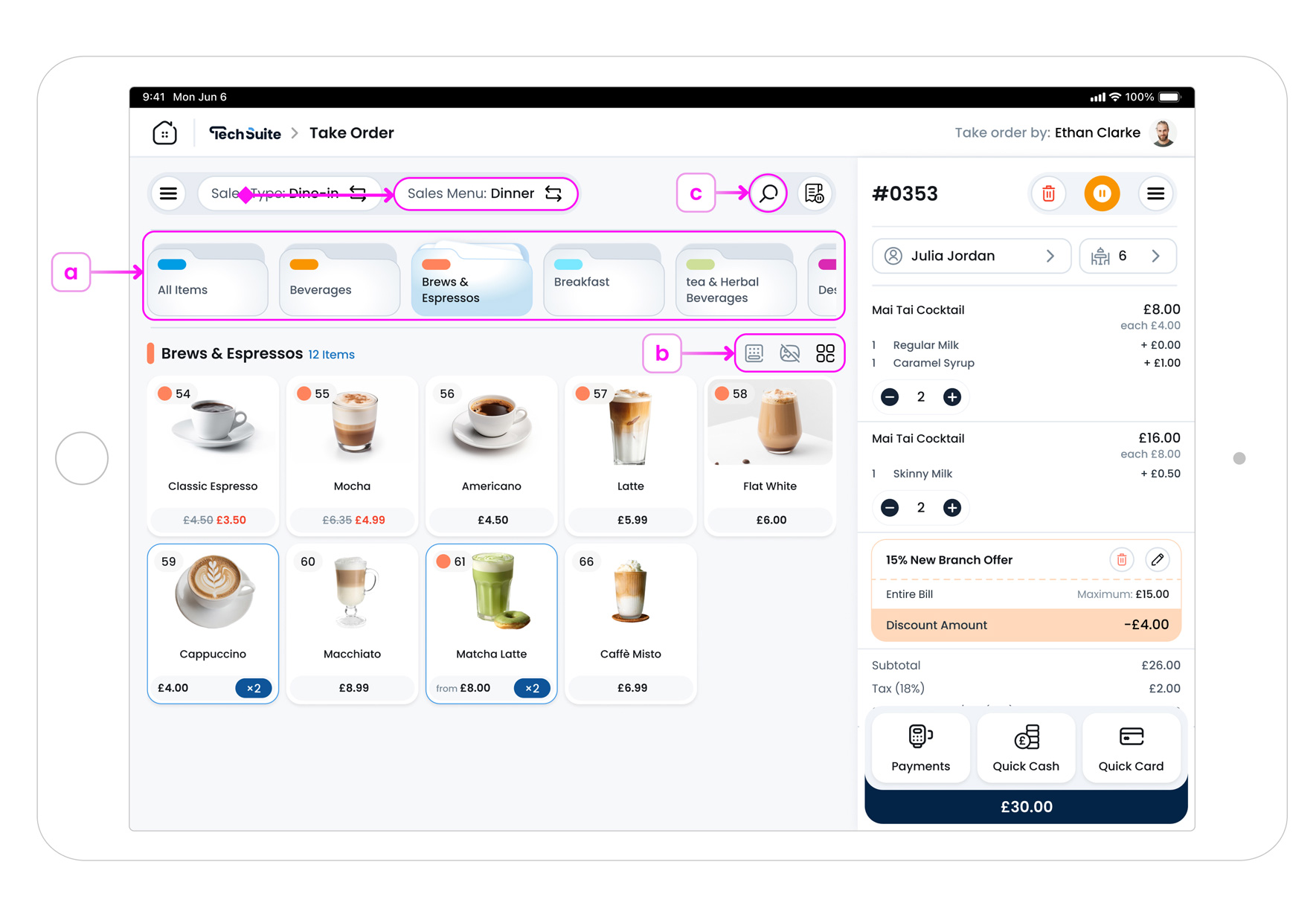 Categories from Selected Menu