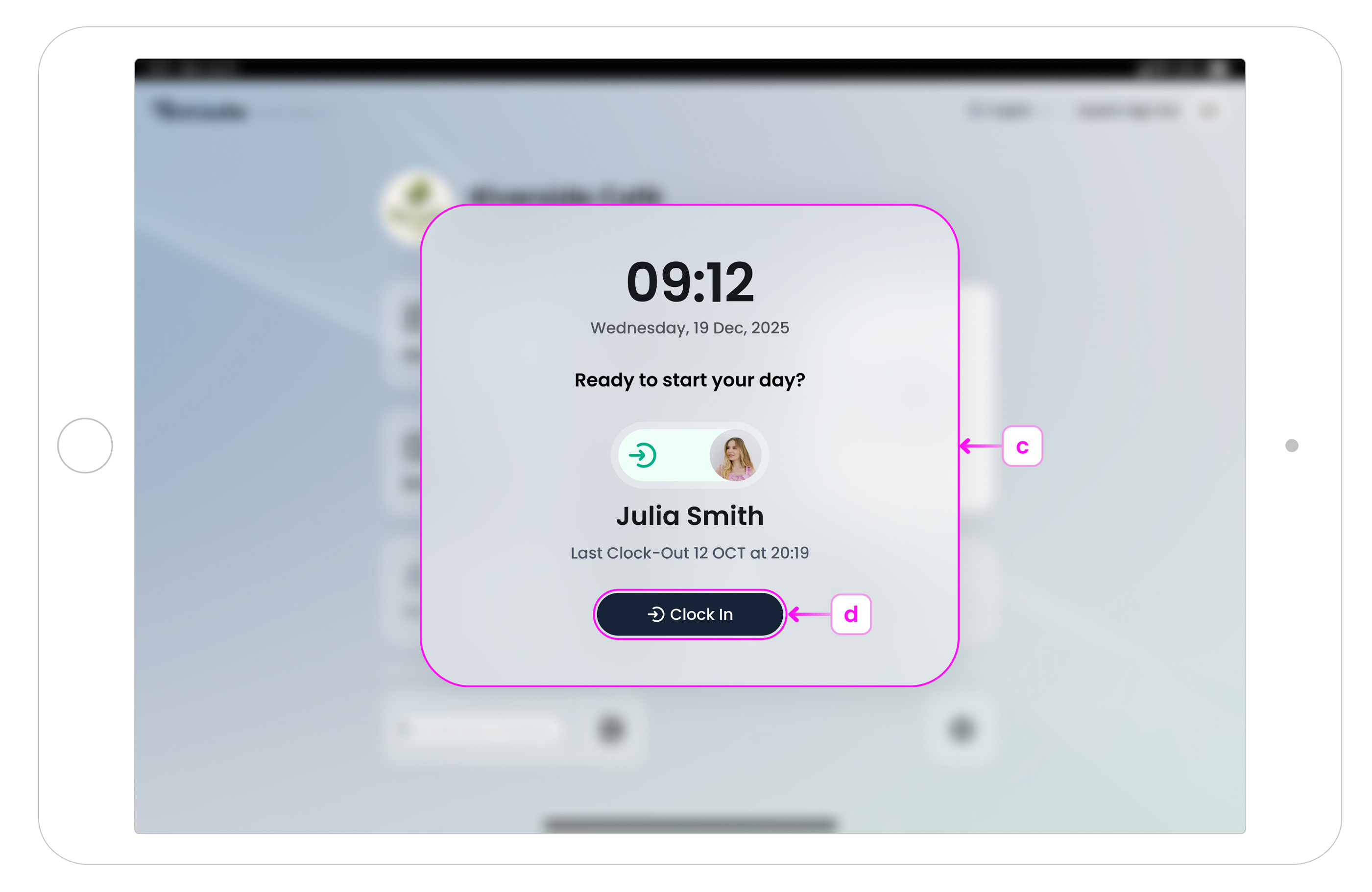 Clock In Confirmation