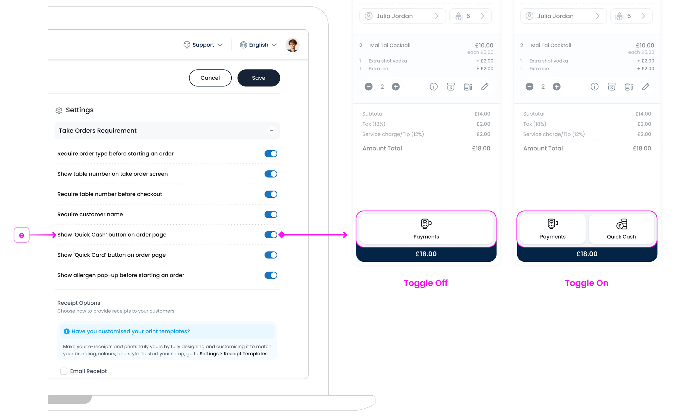 Quick Cash on order page