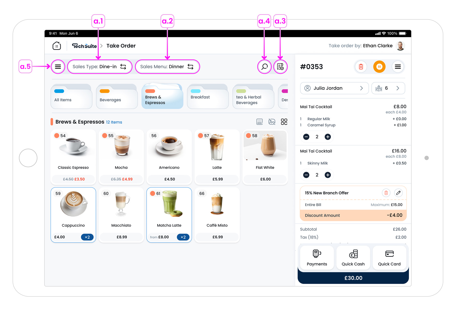 Header Bar and Menu Options