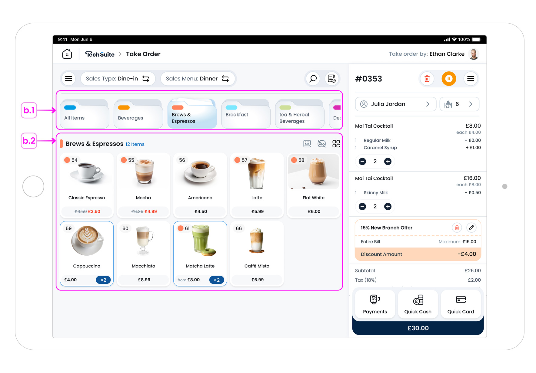 Categories and Items Area