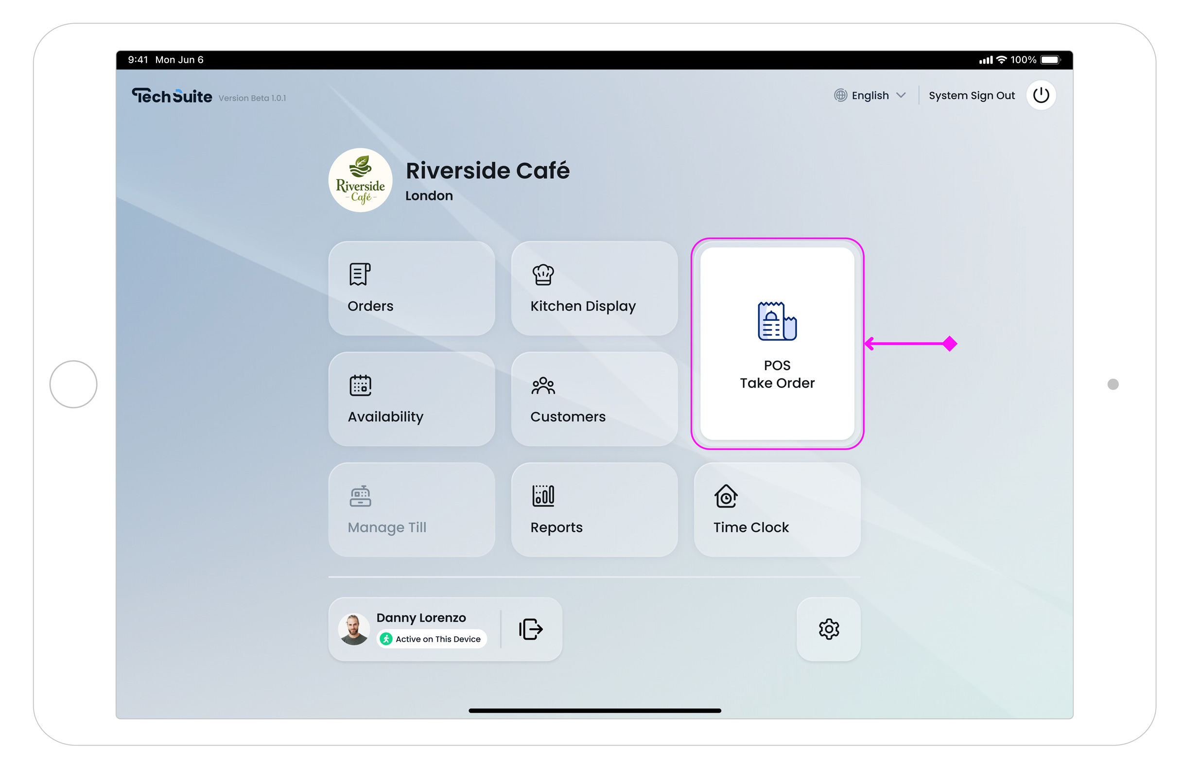 Open Take Order from POS Home