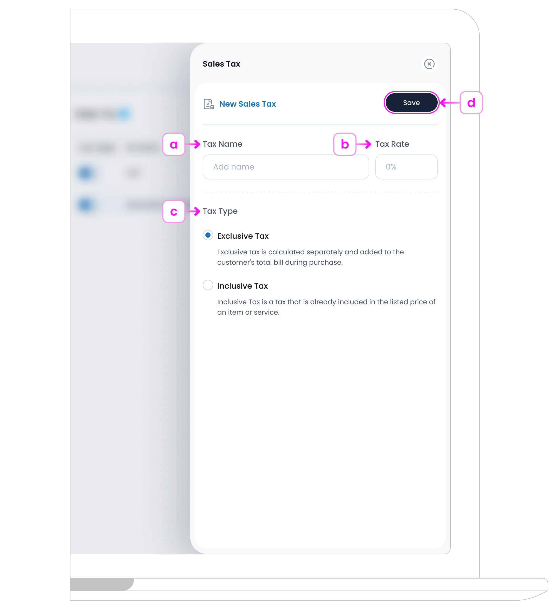 Adding a new Sales Tax