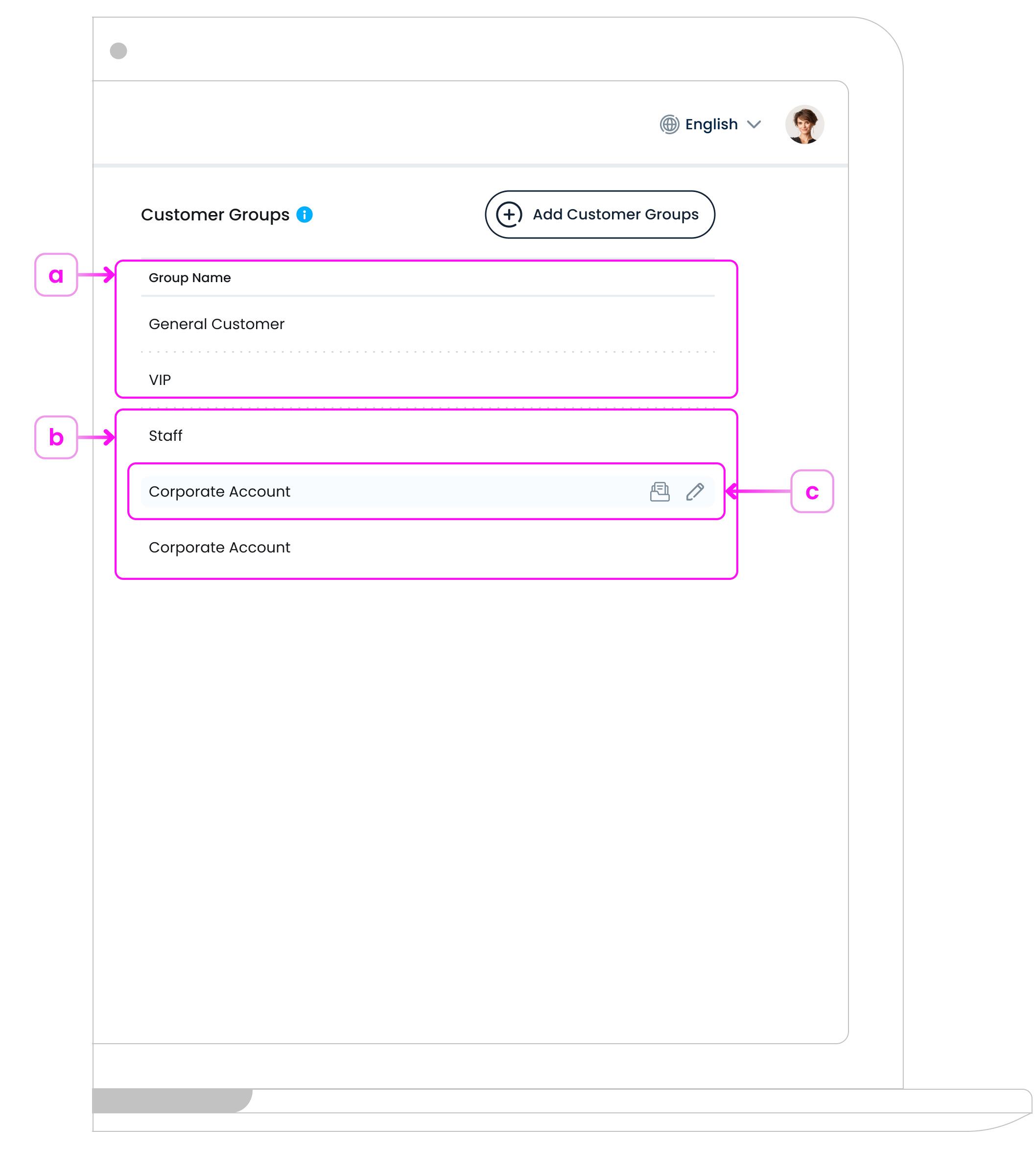 Customer Group Page Overview