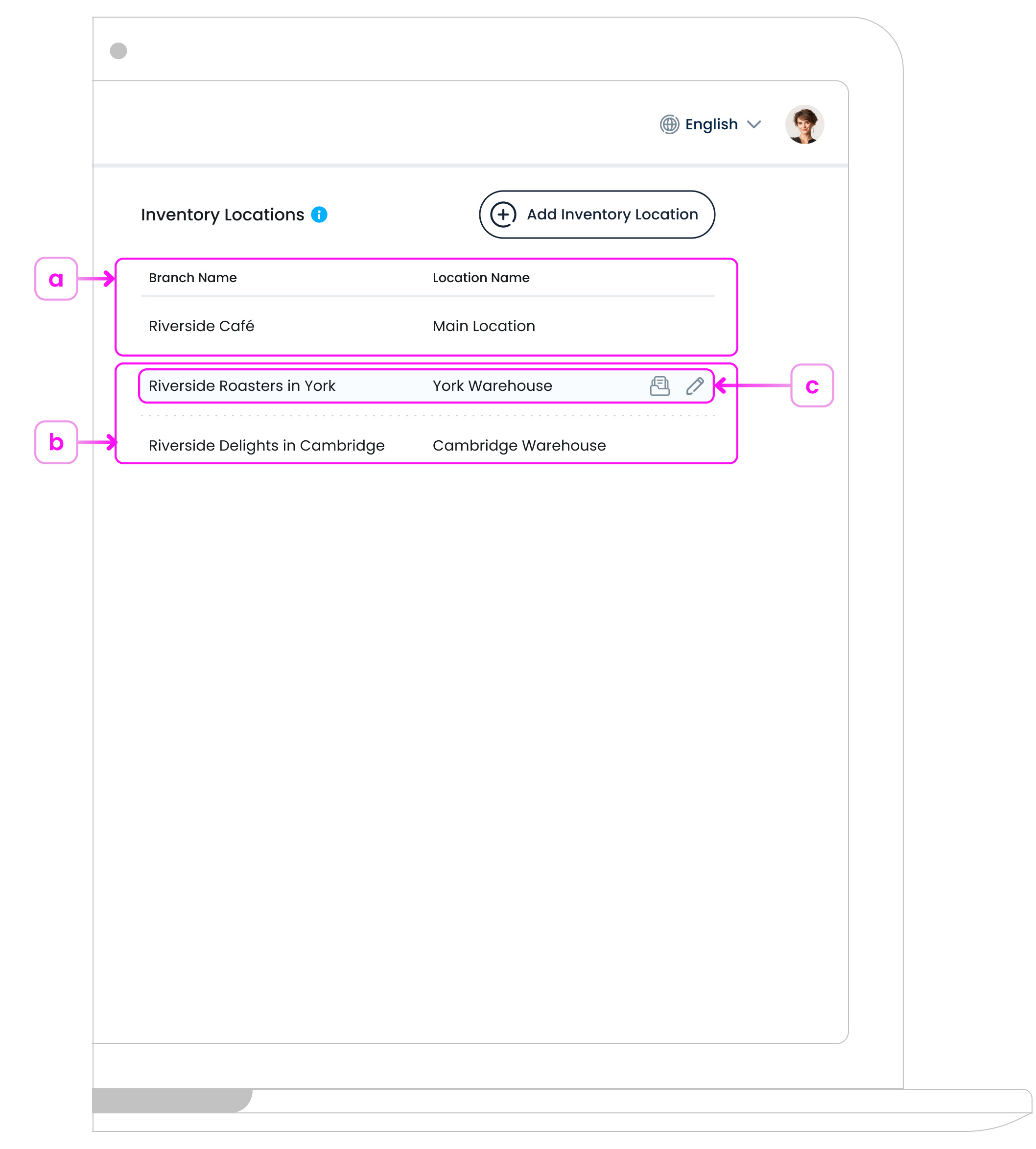 Inventory Locations Page Overview