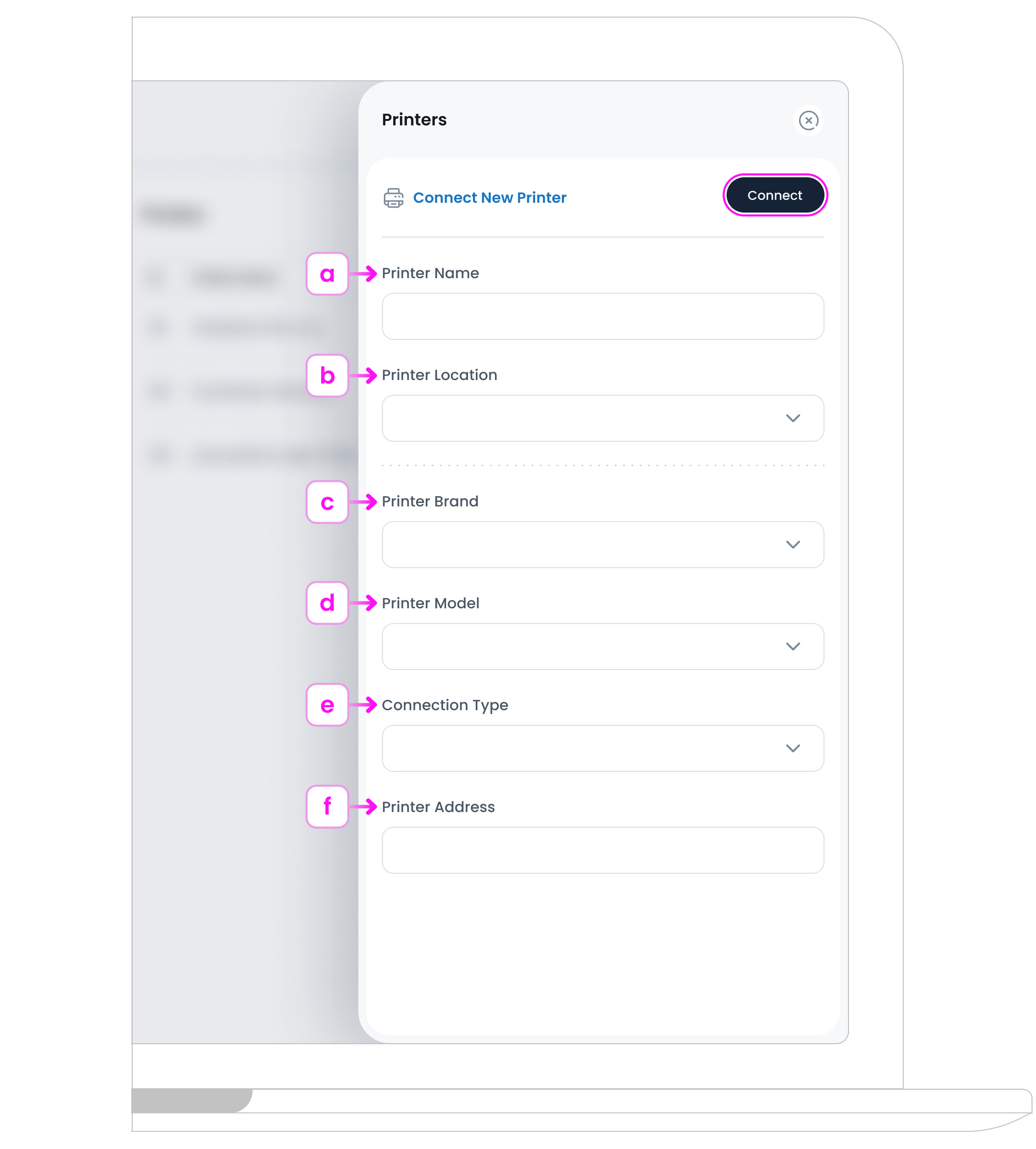 Connect New Printer Panel