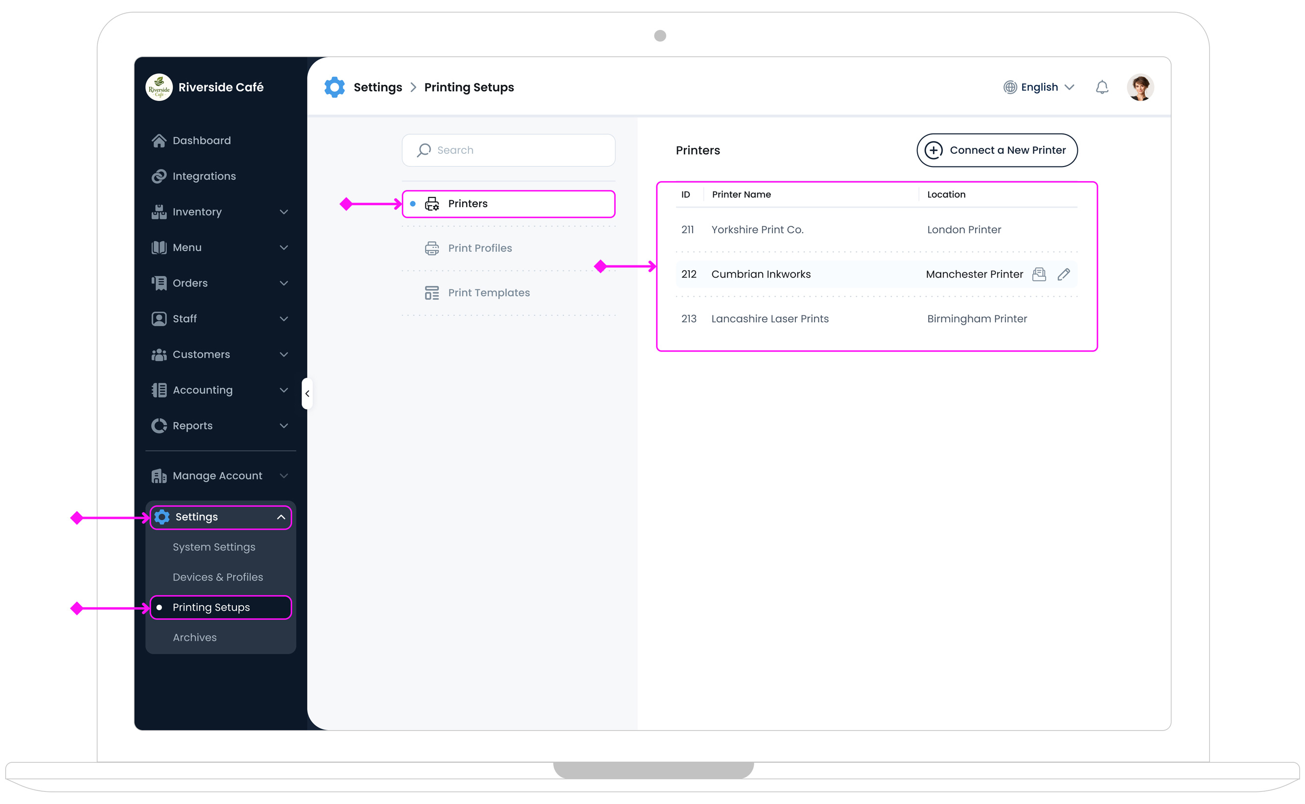 Printers Settings Access